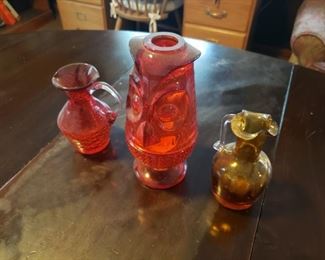 Vintage Viking Glass owl candle holder