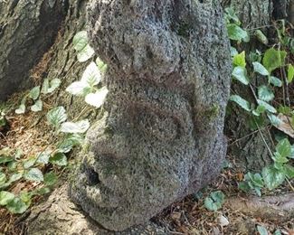 Carved volcanic stone head