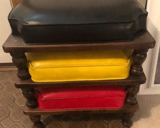 Mid Century Stackable Cushion Stools
