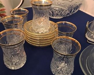 Love this Italian Tea Set and glasses and saucer.  Beautiful glass and gold rim