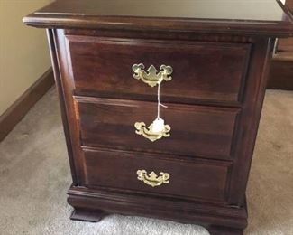 All Wood Cherry 3 Drawer Night Stand by Cresent Furniture