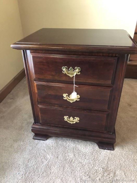 All Wood Cherry 3 Drawer Night Stand by Cresent Furniture