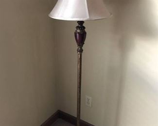 60in Gold and Burgundy Floor Lamp