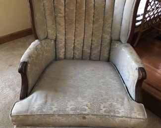 Vintage 1950s Channel Back Upholstered Chair