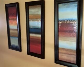 Set of 3 modern "drip" paintings 
