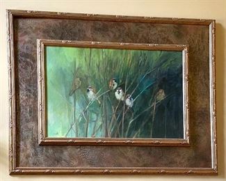 Large framed bird art