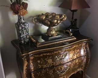 bombay style chest, monkey lamp and decorative accessories