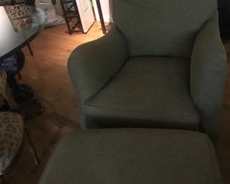 linen type chair and ottoman