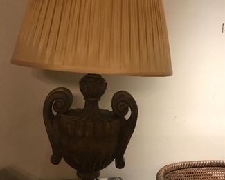 one of a pair of great lamps with custom smocked shades