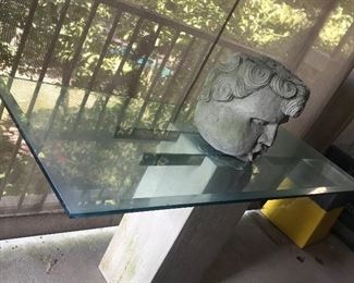 Another view of the mid century table and the sculpted head 