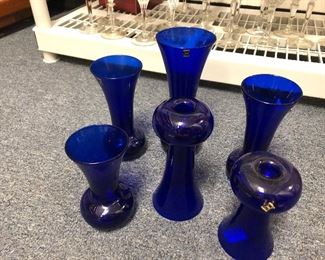 Hadeland Norway cobalt blue candlestick/vase