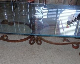 IRON AND GLASS COFFEE TABLE