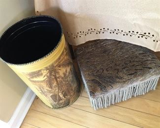 Large Vintage Can & Fringed Footstool