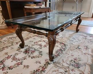 Glass top coffee table $95