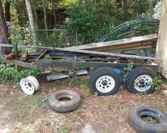 Tandem axle dump trailer / needs new bed - frame, axles / hydraulics in good condition. Presale priced at $900