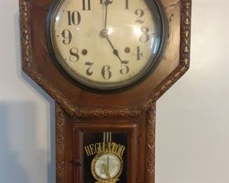 Antique key wind Regulator clock