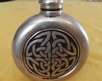 St Justin pewter flask with Celtic knot