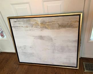 Canvas with pretty gold frame. It's much more beautiful in person! 
