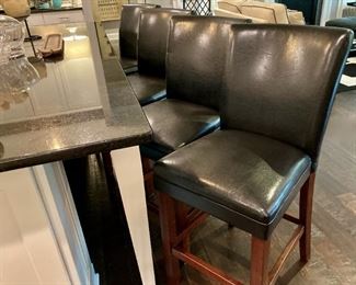 (4) Leather Counter Height Chairs