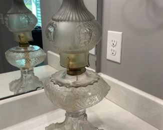 Antique Oil Lamp with Lion motiff