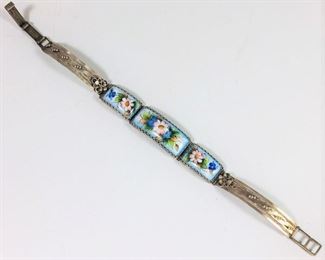 Russian Finift bracelet, SP copper and handpainted enamel, $38