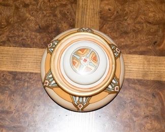 Imperial Austria Hand Painted Art Deco Lidded Bowl.  Signed Hartzler