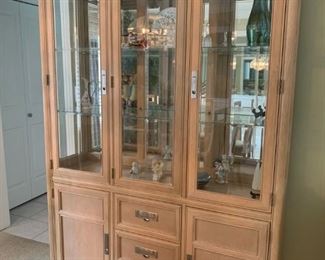 Very Pretty Matching China Cabinet and Dining Room Glass Table With Six Chairs and Leaf. $225 Each