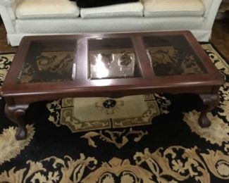 Coffee Table with glass inserts on top