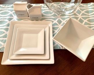 Crate and Barrel dish set.   There are 44 pieces.