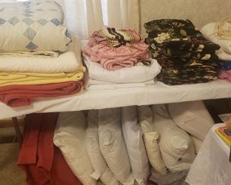 linens, pillows, blankets