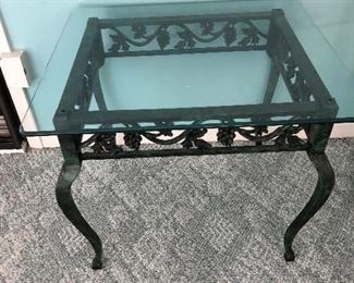 #104) Bargains $25 - Iron Lamp Table with Glass Top.