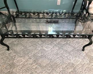 #105) Bargains $25 - Iron Coffee Table with Glass Top.