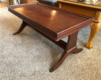 #20) $60 - Duncan Phyfe Style Coffee Table.  Solid Wood.  Some scratches. 