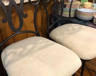 #23) $80 - Set of 2 Iron Barstools with padded seats.  Counter Height.  