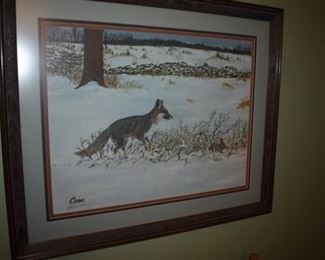 Beautifully Framed and Gorgeously mounted limited edition print of Fox in the Snow covered field