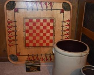 Vintage Carom Board complete with Cue and all playing pieces