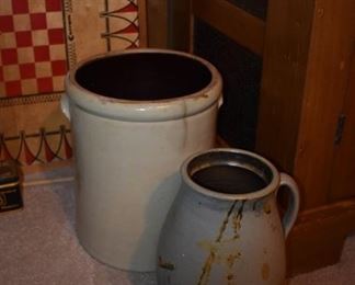 2 of the many original Antique Crocks in the Evelyn J. (Mickey) Roark Estate.