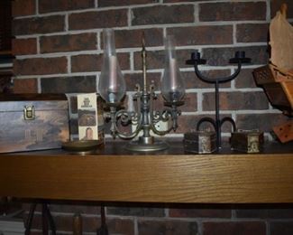 Antique double Student Lamp and much more!