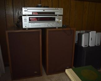 Complete Ken-wood Sound System complete with speakers and Sub-woofer. The following letters/numbers were found on equipment: DV-705, DV-707, KS-307, Plus the 2 Fisher Speakers 