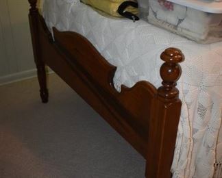 Antique Bed with Beautifully Carved Headboard and Footboard, in the Family since the 1800's