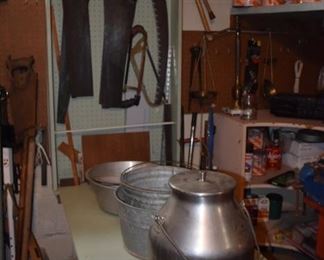 Delaval Milker, Galvanized Buckets and Pans, plus Antique and Vintage Hand Saws and more!