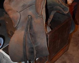 Antique Enlish Riding Saddle stored in the Attic