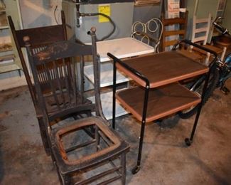 Ok Flea Market Flip Entrepreneurs here it is from the Attic Antique Chairs over 100 yrs young that need to be made over and 2 Utility Carts that need to be Repurposed 