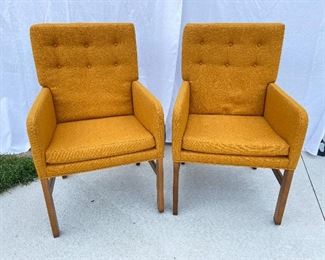 Gorgeous pair of MCM upholstered arm chairs 