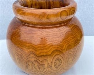 Vintage hand turned wood vase 
