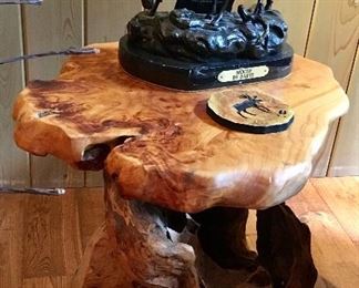 Stump Wood table with Moose Bronze. Sold separately.