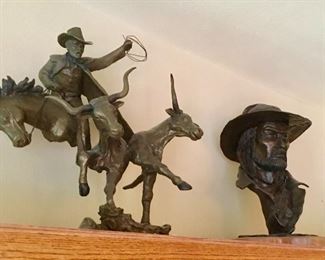Western Cowboy & Longhorn Steers. 