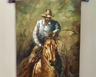 Cowboy Western Motif wall art with Texas Star Metal frame.