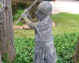 Vintage Bronze Golfing Boy Sculpture.