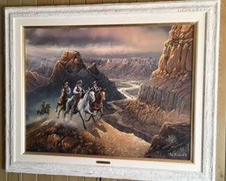 AMAZING ONE OF A KIND COMMISSIONED 53" X 65 1/2" OIL PAINTING BY TED BLAYLOCK. A MUST SEE IN PERSON TO FULLY APPRECIATE THIS RARE OIL PAINTING.